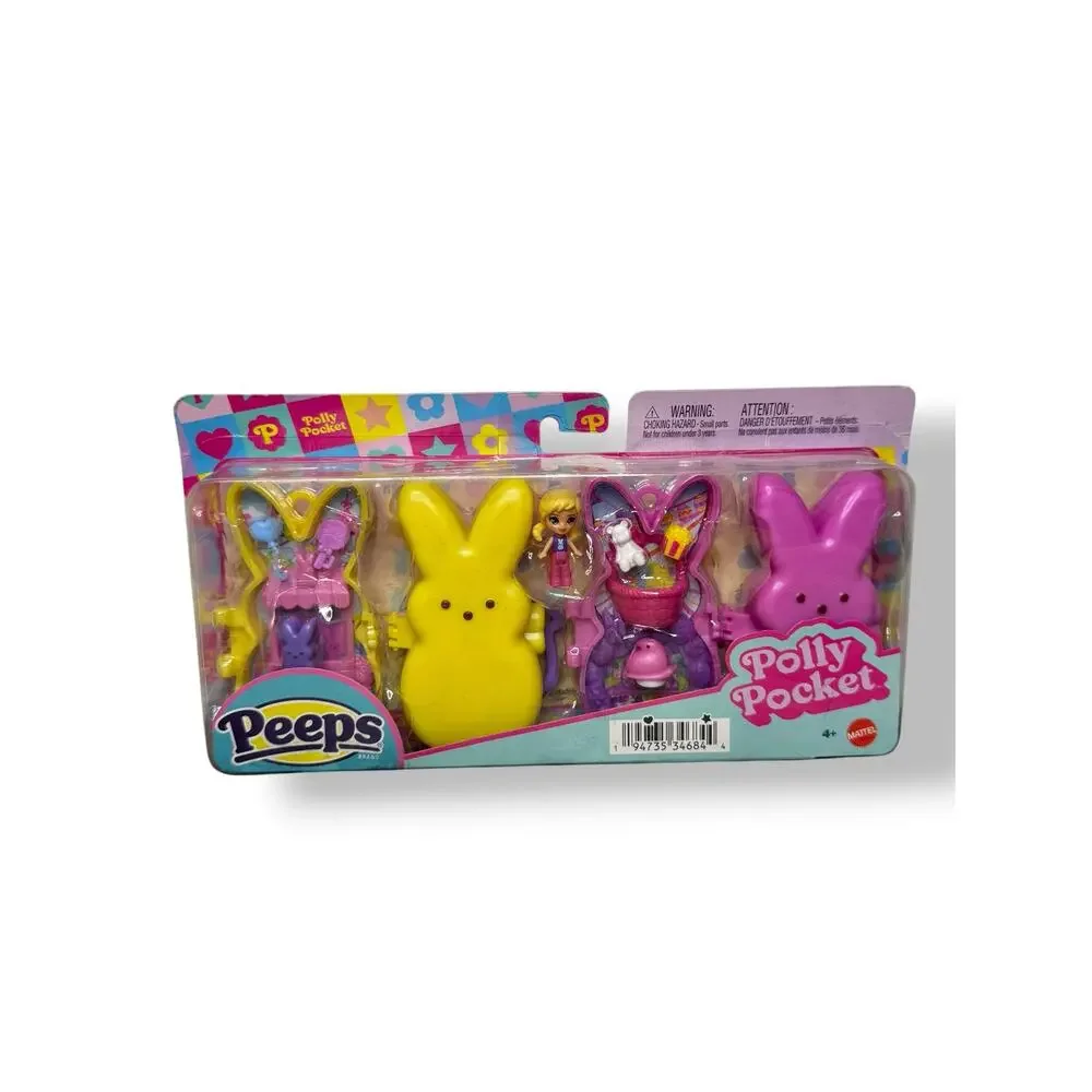 Polly‎ Pocket X Peeps Doll & 2 Playsets Compact Keychain Clip NEW